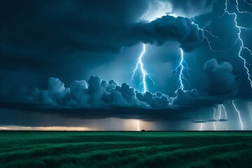 Wall Mural - A blank canvas into an image of a dramatic thunderstorm over a vast landscape