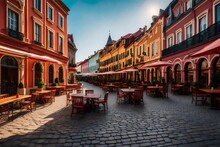 A Historic City Square Into An Image Of Colorful Buildings And Lively Cafes