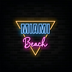 Wall Mural - Miami Beach Neon Signs Vector Design Template