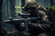 © Michael - army elite troops sniper with a rifle with a telescopic sight