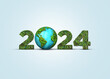 © DOERS - New Year 2024 green recycling and save our planet and earth environment. World water day 2024. Earth day 2024 3d concept.