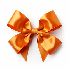 Wall Mural - Realistic orange party gift bow decoration against a white background