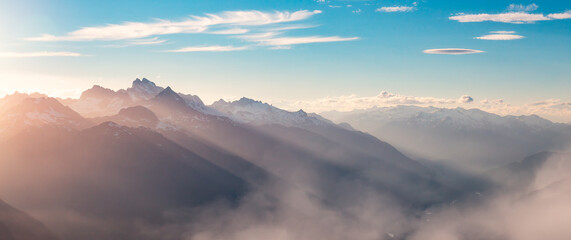 Wall Mural - Canadian Mountain Aerial Landscape Nature Background Panorama