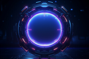Wall Mural - generative ai collage image picture of mystical geometry figure with neon light effect