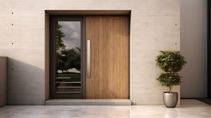 Modern Clean light brown entrance what is hide the real luxury interior. Generative AI Technology 