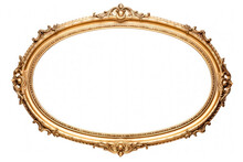 Vintage Gold Oval Wall Frame Isolated.