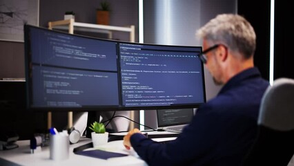 Coder Using Computer At Desk
