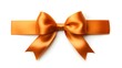 © drdigitaldesign - Orange Gift Ribbon with a Bow on a white Background. Festive Template for Holidays and Celebrations