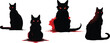 cat silhouette. Red eyes cat silhouette vector. Devil cat illustration. Halloween illustration.