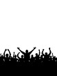 Crowd of people, vertical banner. Music or sport fans, cheerful people. Vector illustration.