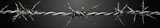 Barbed wire isolated on black background. Horizontal banner.