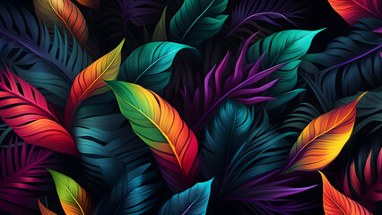 Wall Mural - Colorful tropical flowers background.