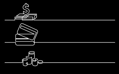 Wall Mural - continuous line drawing vector illustration with fully editable stroke of business icons banner lett
