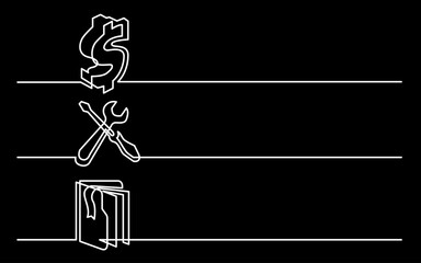 Wall Mural - continuous line drawing vector illustration with fully editable stroke of business icons banner lett