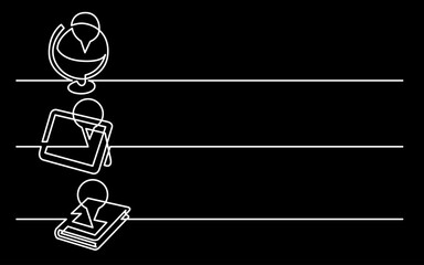 Wall Mural - continuous line drawing vector illustration with fully editable stroke of business icons banner lett