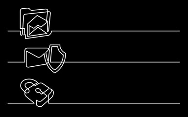 Wall Mural - continuous line drawing vector illustration with fully editable stroke of business icons banner lett