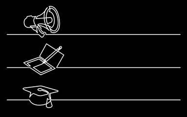 Wall Mural - continuous line drawing vector illustration with fully editable stroke of business icons banner lett