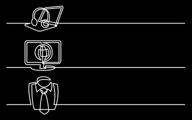 Wall Mural - continuous line drawing vector illustration with fully editable stroke of business icons banner lett