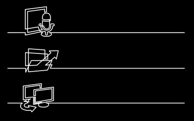 Wall Mural - continuous line drawing vector illustration with fully editable stroke of business icons banner lett