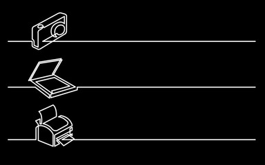 Wall Mural - continuous line drawing vector illustration with fully editable stroke of business icons banner lett