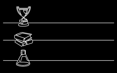 Wall Mural - continuous line drawing vector illustration with fully editable stroke of business icons banner lett