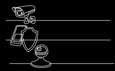 Wall Mural - continuous line drawing vector illustration with fully editable stroke of business icons banner lett