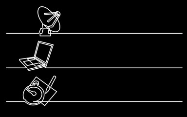 Wall Mural - continuous line drawing vector illustration with fully editable stroke of business icons banner lett