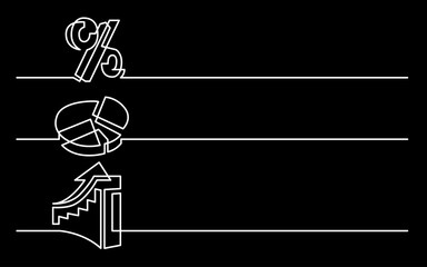 Wall Mural - continuous line drawing vector illustration with fully editable stroke of business icons banner lett