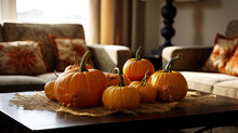 Pumpkin On A Surface In A Antique Living Room