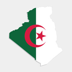 Wall Mural - algeria map with flag on gray background