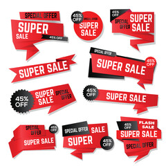 super Sale stickers and tags colorful collection vector illustration 