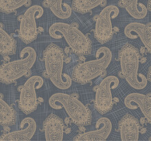 Traditional Oriental Seamless Gold Paisley Pattern