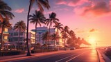 Fototapeta Miasta - Miami Beach Vibes Wallpaper Background