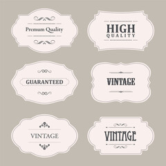 Wall Mural - Vintage Frames Set. Retro ornamental labels. Old fashioned product tag cardboard collection for decorative design. Vector stock illustration