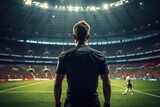 Fototapeta Sport - Back view of male player in a stadium at world cup