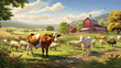 farm life with images of adorable farm animals in pastoral settings ai generated