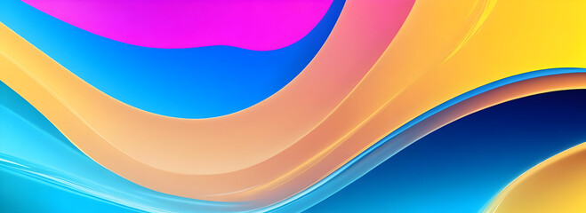 Wall Mural - Abstract liquid wavy shapes futuristic banner. Glowing retro waves background