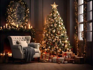 christmas decoration tree in the living room