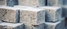 A Stack Of Concrete Blocks For Industrial And Home Design Purposes, Representing Business Technology, Building, And Exterior Textures.