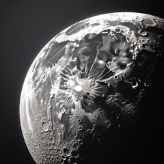 Wall Mural - Moon illustration in close up and detail, create using generative AI tools. 