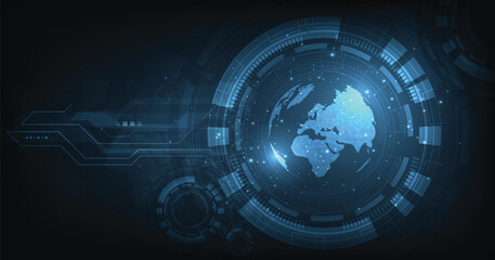 Poster - Digital business world technology background.Dark blue technology background.Futuristic digital technology concept.