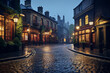 © Creative - Old town street at night with fog and lights, Bruges, Belgium