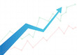 © PictureXpress - rising up stock blue arrow graph diagram financial business profit progress economic boom chart