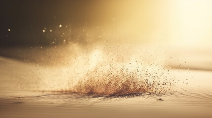 Wall Mural - Dust particles sprayed by the wind. Sand on the ground or dust on the floor. ,.