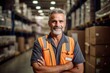 © NikoG - Smiling portrait of a happy middle aged warehouse worker or manager working in a warehouse
