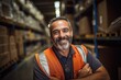 © NikoG - Smiling portrait of a happy middle aged warehouse worker or manager working in a warehouse