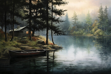 Cabin on a lake