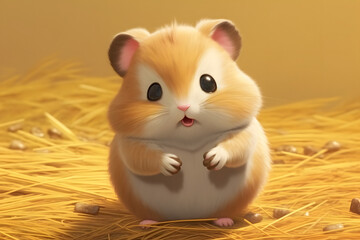 Wall Mural - hamster illustration style Made with Generative AI