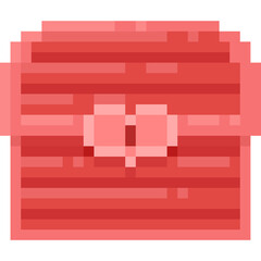 Wall Mural - Pixel art pink treasure chest icon