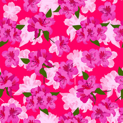 Wall Mural - A seamless pattern of Azalea flower. vector illustration.